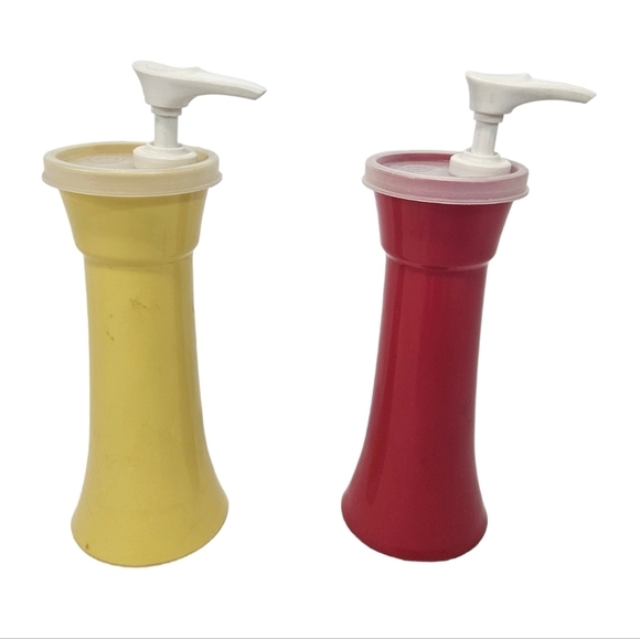 Vintage Tupperware Ketchup & Mustard Condiment Dispensers Set of 2‎ - Picture 2 of 11